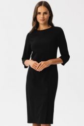 Elegancka sukienka ołówkowa z rozcięciem czarna. Czarne sukienki damskie Stylove, l, bez wzorów, eleganckie, bez kołnierzyka, bez ramiączek, ołówkowe. Za 289.00 zł.