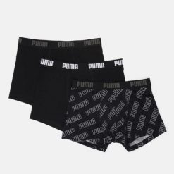 Bokserki męskie Puma LOGO AOP 3-PACK czarne 93554701 r M. Czarne bokserki męskie Puma, bez wzorów, z bawełny. Za 135.11 zł.