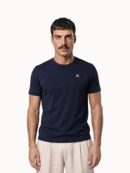Koszulka Le Coq Sportif N°1. Niebieskie t-shirty sportowe męskie Le Coq Sportif, l, z materiału, bez ramiączek, do biegania. Za 307.50 zł.