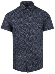 Męska Koszula Typu Casual (Weekendowa) - Pako Jeans - Granatowa, Drobne Listki. Niebieskie koszule męskie Pako Jeans, l, bez wzorów, z bawełny, bez kołnierzyka, bez ramiączek. Za 169.00 zł.