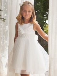Abel & Lula Sukienka elegancka 5037 Biały Regular Fit. Białe sukienki niemowlęce Abel & Lula, bez wzorów, z syntetyku, bez ramiączek. Za 509.99 zł.
