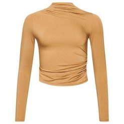 Damska koszulka z długim rękawem i stójką Superdry. Brązowe t-shirty damskie Superdry., bez wzorów, bez kołnierzyka. Za 144.95 zł.