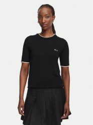 KARL LAGERFELD Sweter B3W18039 Czarny Regular Fit. Czarne swetry klasyczne damskie Karl Lagerfeld, xs, z wełny, bez kołnierzyka. Za 549.99 zł.