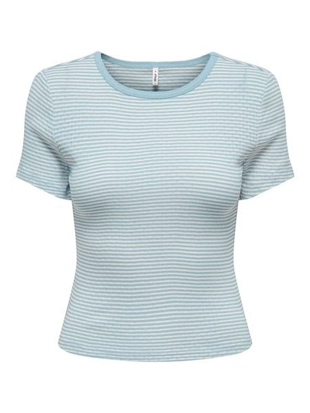 ONLY Koszulka w kolorze błękitnym rozmiar: S. Niebieskie bluzki damskie Only, s, bez wzorów, z bawełny, bez kołnierzyka, bez ramiączek. Za 48.73 zł.