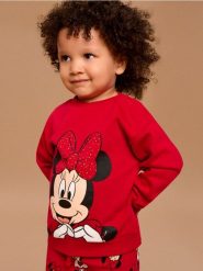 Bluza Minnie Mouse - czerwony. Czerwone bluzy i bluzki niemowlęce Sinsay, bez wzorów, bez ramiączek, bez kaptura. Za 15.99 zł.