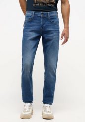 MUSTANG OREGON SLIM MĘSKIE SPODNIE JEANSOWE DENIM BLUE 1014595 5000 684. Niebieskie spodnie materiałowe męskie Mustang, bez wzorów, z denimu. Za 229.99 zł.