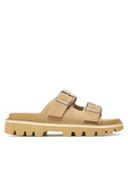 Tommy Jeans Klapki Tjw Double Strap Sandal Suede EN0EN02797 Brązowy. Brązowe klapki damskie Tommy Jeans, bez wzorów, z jeansu, bez obcasa. Za 299.99 zł.