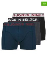 Jack & Jones Bokserki (3 pary) "Jaccolton" w kolorze niebiesko-szaro-czarnym rozmiar: L. Czarne bokserki męskie Jack & Jones, bez wzorów, z bawełny. Za 105.63 zł.
