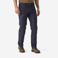 Spodnie outdoor Solognac 500 wytrzymałe. Niebieskie spodnie dresowe damskie SOLOGNAC, m, bez wzorów, z bawełny. W wyprzedaży za 99.99 zł.