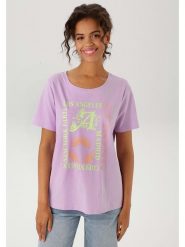 Aniston Koszulka w kolorze lawendowym rozmiar: 40. Różowe t-shirty damskie Aniston, bez wzorów, z bawełny, bez kołnierzyka. Za 41.95 zł.
