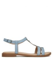 Lasocki Sandały EST-AFIONA-10 Niebieski. Niebieskie sandały damskie Lasocki, bez wzorów, ze skóry, bez obcasa, na płaskiej podeszwie. Za 99.99 zł.