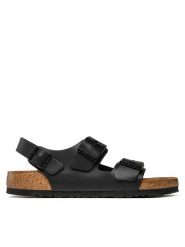 Birkenstock Sandały Milano Bs 0034191 Czarny. Czarne sandały damskie Birkenstock, bez wzorów, ze skóry, bez obcasa, na płaskiej podeszwie. Za 539.99 zł.