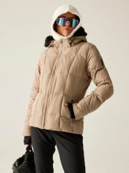 Dare 2b Kurtka narciarska "Glamorize VI" w kolorze beżowym rozmiar: 38. Brązowe kurtki narciarskie i snowboardowe damskie Dare 2b, m, bez wzorów, bez kaptura, narciarskie. Za 259.74 zł.