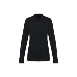 Damska koszulka polo z długim rękawem z suprimy Kariban Premium. Czarne bluzki damskie KARIBAN, bez wzorów, z bawełny, bez kołnierzyka, bez ramiączek. Za 173.00 zł.