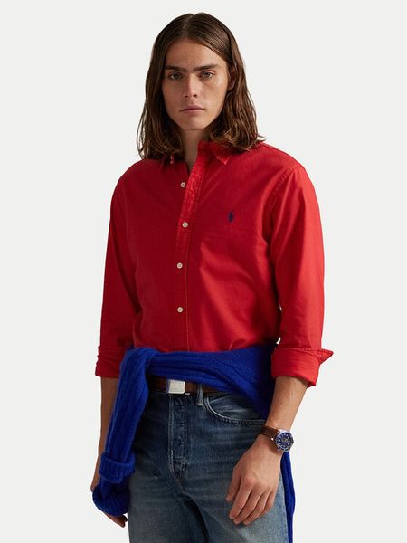 Polo Ralph Lauren Koszula 710804257061 Czerwony Slim Fit. Czerwone koszule męskie Polo Ralph Lauren, m, bez wzorów, z bawełny, bez kołnierzyka, bez ramiączek. Za 629.99 zł.