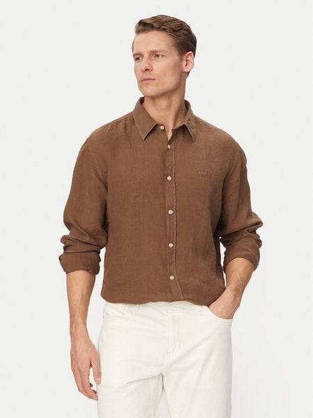 BOSS Koszula Relegant 50567579 Zielony Regular Fit. Zielone koszule męskie Boss, m, bez wzorów, ze lnu, bez kołnierzyka, bez ramiączek. Za 499.99 zł.