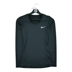 Second life - Nike koszulka damska Dri-Fit - Jak nowy. Czarne bluzki sportowe damskie Nike, l, z materiału, bez kołnierzyka, bez ramiączek. Za 106.46 zł.