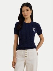 LAUREN RALPH LAUREN Sweter 200P07025001 Granatowy Relaxed Fit. Niebieskie swetry klasyczne damskie Lauren Ralph Lauren, xxl, z bawełny, bez kołnierzyka. Za 769.99 zł.