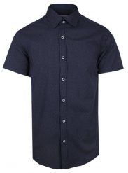 Męska Koszula Typu Casual (Weekendowa) - Pako Jeans - Granatowa w Mikrogroszki. Niebieskie koszule męskie Pako Jeans, l, bez wzorów, z bawełny, bez kołnierzyka, bez ramiączek. Za 169.00 zł.