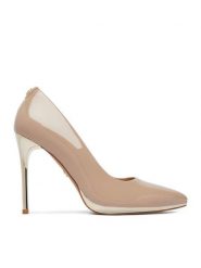 Nine West Szpilki EO-CD25-218-1 Beżowy. Brązowe szpilki Nine West, bez wzorów, z materiału, bez obcasa. Za 289.99 zł.