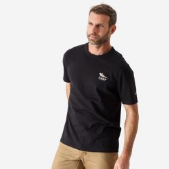 Koszulka wędkarska z krótkim rękawem Caperlan Karp. Czarne bluzki damskie CAPERLAN, m, bez wzorów, z bawełny, bez kołnierzyka. Za 49.99 zł.