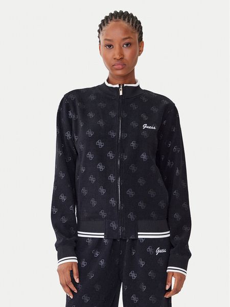 Guess Bluza V5BQ01 K1902 Czarny Regular Fit. Czarne bluzy bez kaptura damskie Guess, xxs, z syntetyku. Za 339.99 zł.
