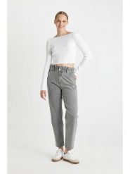 DeFacto Dżinsy - Tapered fit - w kolorze szarym rozmiar: 36. Szare jeansy damskie DeFacto, z podwyższonym stanem. Za 126.99 zł.