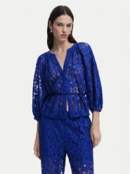 Desigual Bluzka 25SWBW24 Niebieski Regular Fit. Niebieskie bluzki damskie Desigual, s, bez wzorów, z syntetyku, bez ramiączek. Za 229.99 zł.