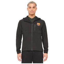 Kurtka softshellowa outdoor męska Barcelona. Czarne kurtki męskie FC Barcelona, m, bez wzorów, bez kaptura. W wyprzedaży za 389.85 zł.