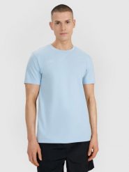4F T-shirt regular z nadrukiem męski - niebieski S. Niebieskie t-shirty męskie 4f, m, bez wzorów, z bawełny, bez kołnierzyka. W wyprzedaży za 39.99 zł.