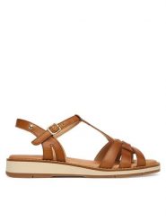 Pikolinos Sandały Roquetas W9B-0789 Brązowy. Brązowe sandały damskie Pikolinos, bez wzorów, ze skóry, bez obcasa, na płaskiej podeszwie. Za 559.99 zł.