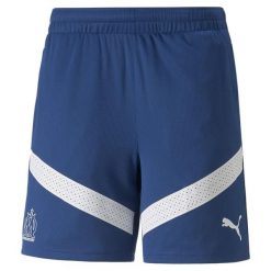 Spodenki treningowe Olympique de Marseille 2022/23. Białe szorty męskie Puma, z materiału, bez kołnierzyka. Za 187.00 zł.