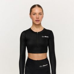 Top damski fitness z zamkiem Prime Black. Czarne topy sportowe damskie GYMBEAM, s, bez wzorów, z elastanu, bez ramiączek. Za 109.90 zł.