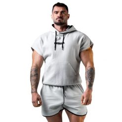 Bluza z kapturem z krótkim rękawem Nebbia Hero. Szare bluzy sportowe męskie Nebbia, s, z materiału. Za 319.99 zł.