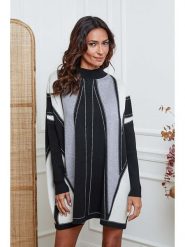 So Cachemire Sukienka dzianinowa "Jamjam" w kolorze szaro-czarnym rozmiar: M. Czarne sukienki damskie So Cachemire, na co dzień, m, bez wzorów, z dzianiny, bez kołnierzyka, bez ramiączek, mini, proste. Za 205.45 zł.