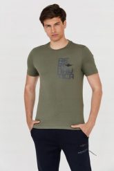 AERONAUTICA MILITARE Zielony t-shirt męski. Zielone t-shirty męskie AERONAUTICA MILITARE, m, bez wzorów, bez kołnierzyka. W wyprzedaży za 299.99 zł.