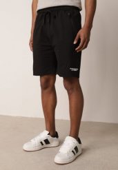 Czarne Dresowe Szorty Sportowe z Bawełną i Kieszeniami na Suwak Rharanin. Czarne szorty męskie Born2be, l, z bawełny, na fitness i siłownię. Za 69.99 zł.