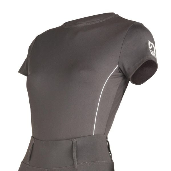 Damska koszulka do jazdy konnej Tattini Passiflora PE 2025. Szare bluzki damskie TATTINI, bez wzorów, sportowe, bez kołnierzyka, bez ramiączek. Za 297.50 zł.