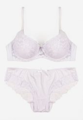Biały Koronkowy Komplet Majtki Figi i Biustonosz Eziselle. Białe figi damskie Renee, bez wzorów, z jeansu. Za 39.99 zł.