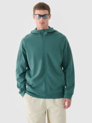 4F Bluza dresowa rozpinana z kapturem męska - zielona S. Zielone bluzy sportowe męskie 4f, bez wzorów, z bawełny, sportowe, bez kołnierzyka, bez ramiączek. W wyprzedaży za 99.99 zł.