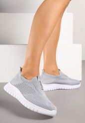 Szare Elastyczne Buty Sportowe Ozdobione Tłoczeniem Cleandra. Szare buty sportowe na co dzień damskie Renee, bez wzorów, z jeansu. Za 44.99 zł.