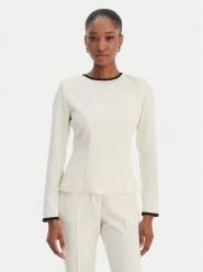 Marella Bluzka Scacco 2613111013 Écru Slim Fit. Bluzki damskie Marella, bez wzorów, z syntetyku, bez kołnierzyka, bez ramiączek. Za 959.99 zł.