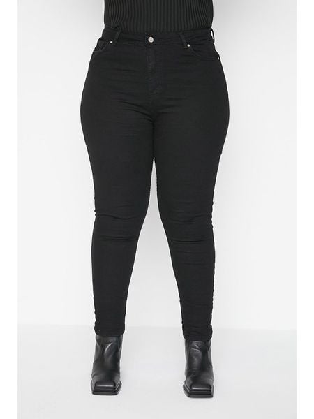 Trendyol Dżinsy - Skinny fit - w kolorze czarnym rozmiar: 42. Czarne jeansy damskie Trendyol, z podwyższonym stanem. Za 92.21 zł.
