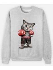 WOOOP Bluza "Boxing Cat" w kolorze szarym rozmiar: XXL. Szare bluzy z nadrukiem damskie Wooop, xxl, z bawełny. Za 119.95 zł.