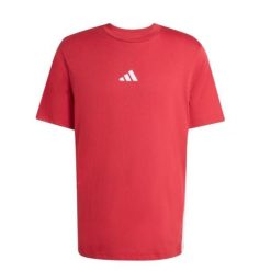 T-shirt Adidas Essentials Three Stripes czerwona, bawełniana. Czerwone t-shirty damskie Adidas, s, bez wzorów, z bawełny, bez kołnierzyka. Za 96.99 zł.