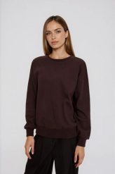 Bluza z dżetami brązowa. Brązowe bluzy bez kaptura damskie MOODO, l, z bawełny. Za 129.99 zł.