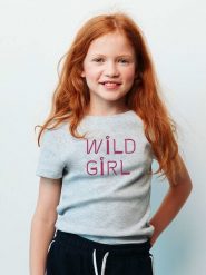 WOOOP Koszulka "Wild girl" w kolorze błękitnym rozmiar: 140. Szare koszulki dziewczęce Wooop, bez wzorów, z bawełny, bez ramiączek. Za 61.31 zł.