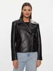 Patrizia Pepe Kurtka z imitacji skóry 8O0101/E044-K103 Czarny Regular Fit. Czarne kurtki damskie Patrizia Pepe, bez wzorów, ze skóry, bez kaptura. Za 979.99 zł.