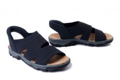 RIEKER 68895-14 blue, sandały damskie. Niebieskie sandały damskie Rieker, bez wzorów, bez obcasa. Za 230.93 zł.