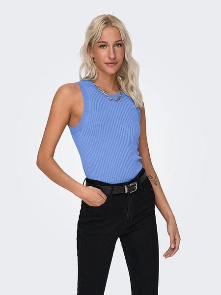 JDY Top "Aya" w kolorze niebieskim rozmiar: S. Niebieskie topy damskie JDY, s, bez wzorów, prążkowane, bez kołnierzyka. Za 66.00 zł.